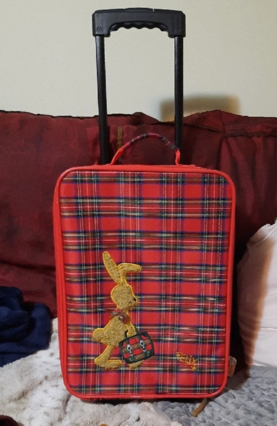 Felix Red Plaid Rolling Suitcase kids size FREE