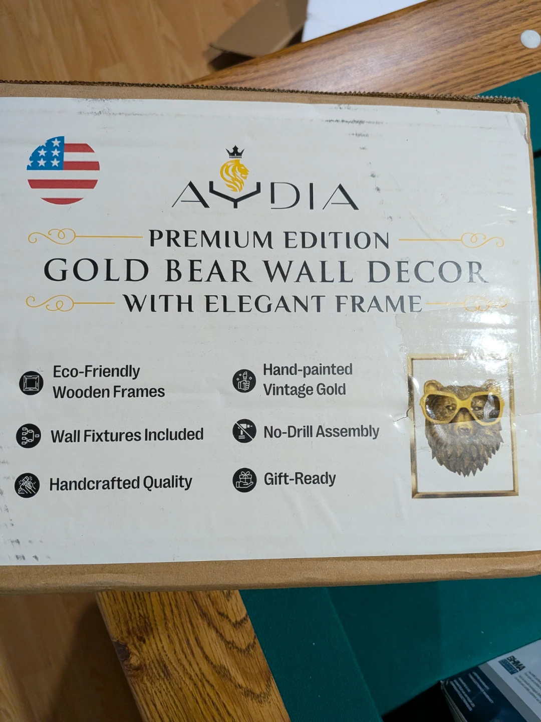 Aydia Premuim Edition Gold bear Wall Decor WITH ELEGANT FRAME - photo 5