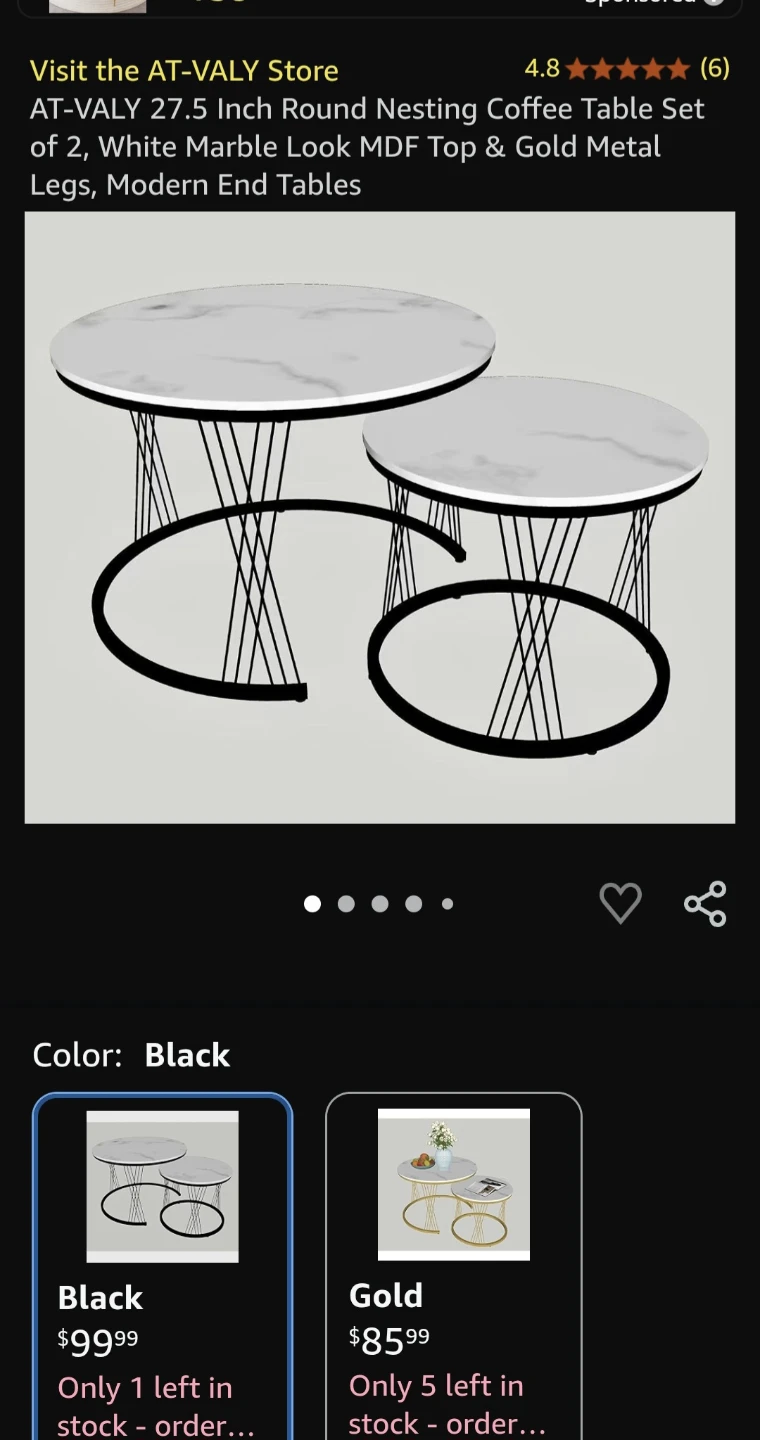 AT-VALY Nesting Coffee Table Set of 2 - photo 2