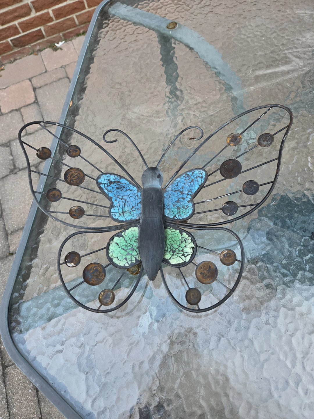 BIRD BATH STAKE OR Decorative Metal Garden Butterfly - photo 2