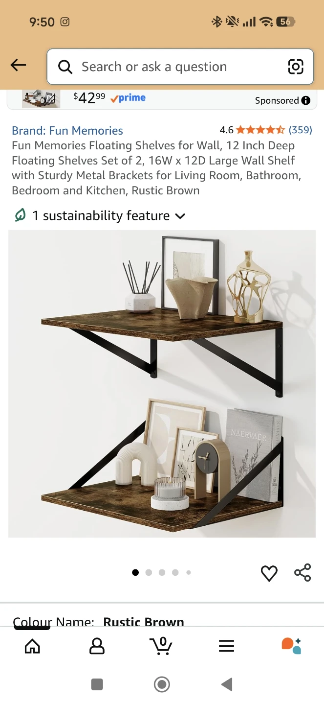 Fun Memories Rustic Brown Floating Shelves - 2 Pack - photo 2