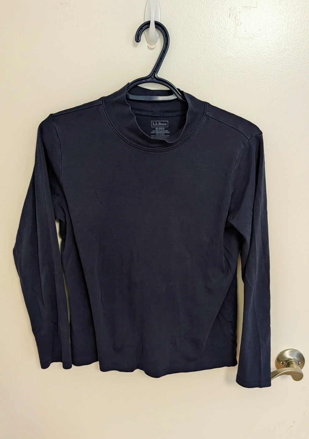 L.L.Bean Navy Blue Mock Neck Top - Women's Medium Regular