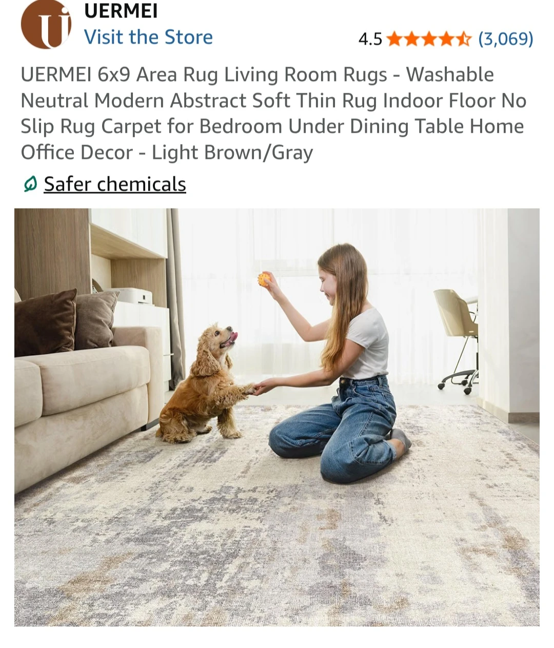 Uermei 6x9 Neutral Abstract Area Rug - photo 5