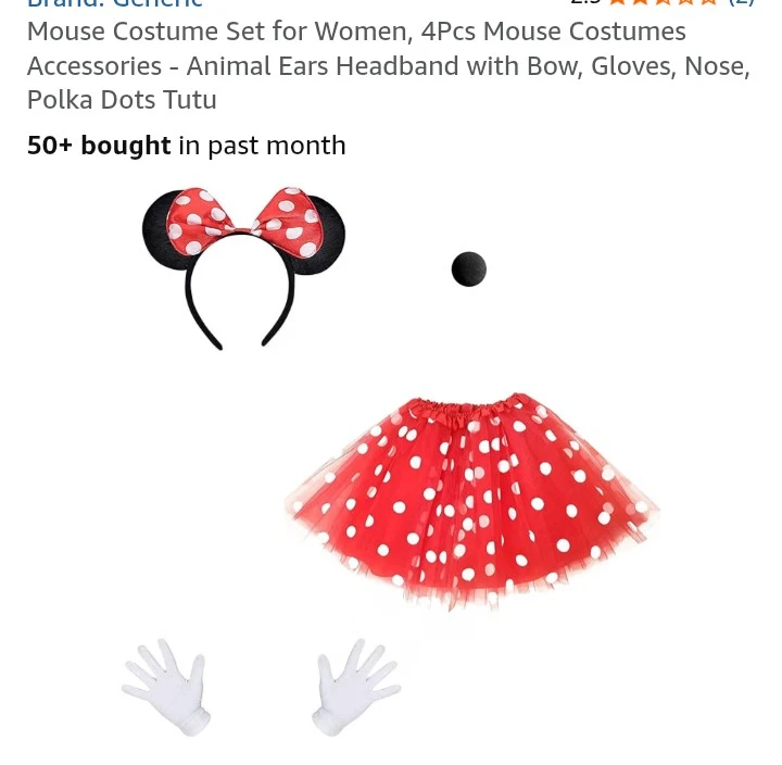4Pcs Women's Mouse Costume Accessory Set