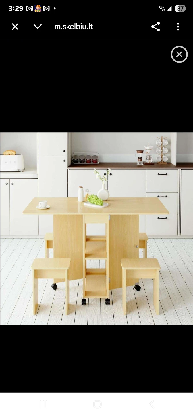Folding Dining Table with 4 Stools