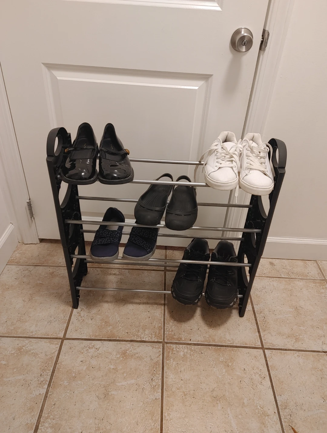 Black and Silver Shoe Rack