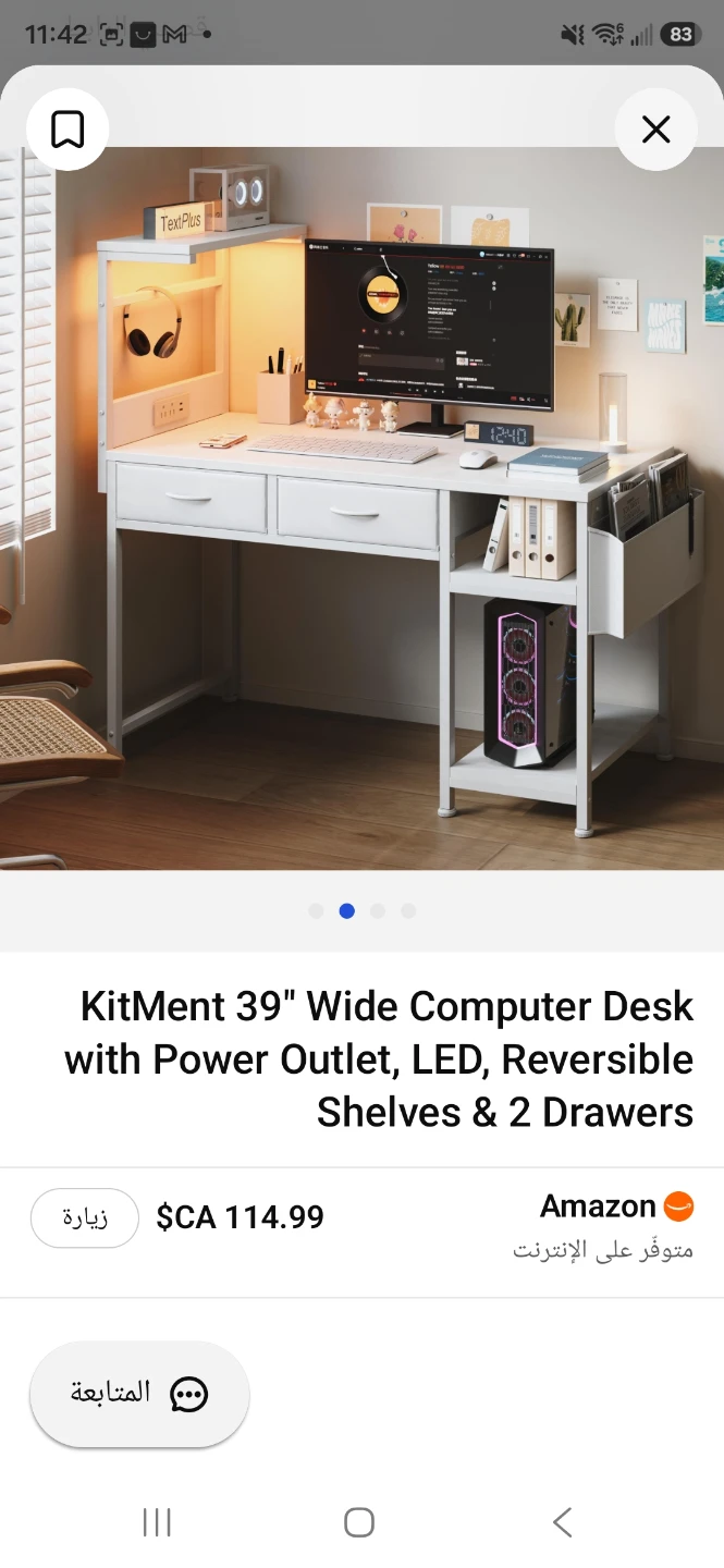 KitMent 39-inch Computer Desk with Storage - photo 3