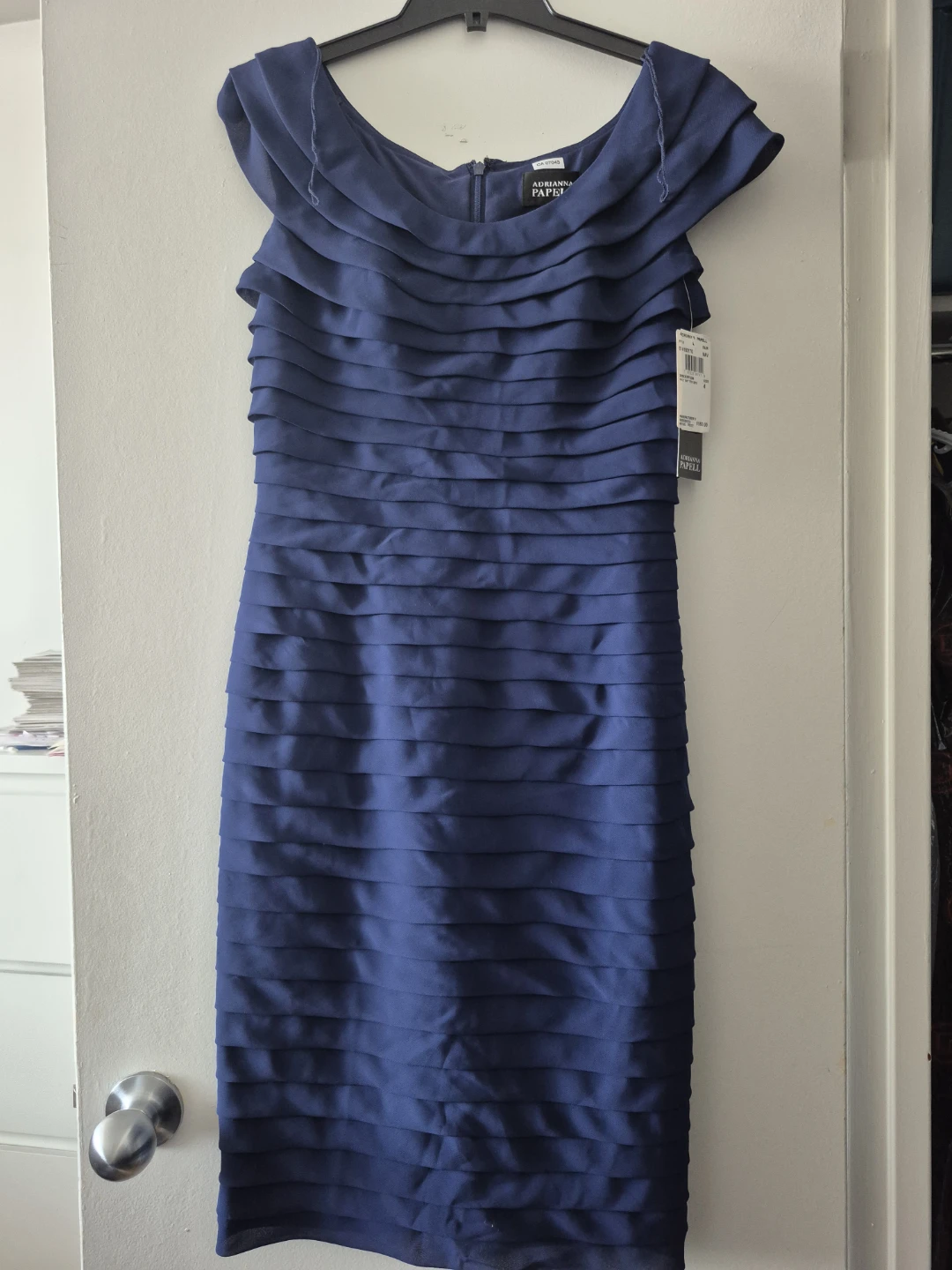 Adrianna Papell Navy Tiered Dress Size 4