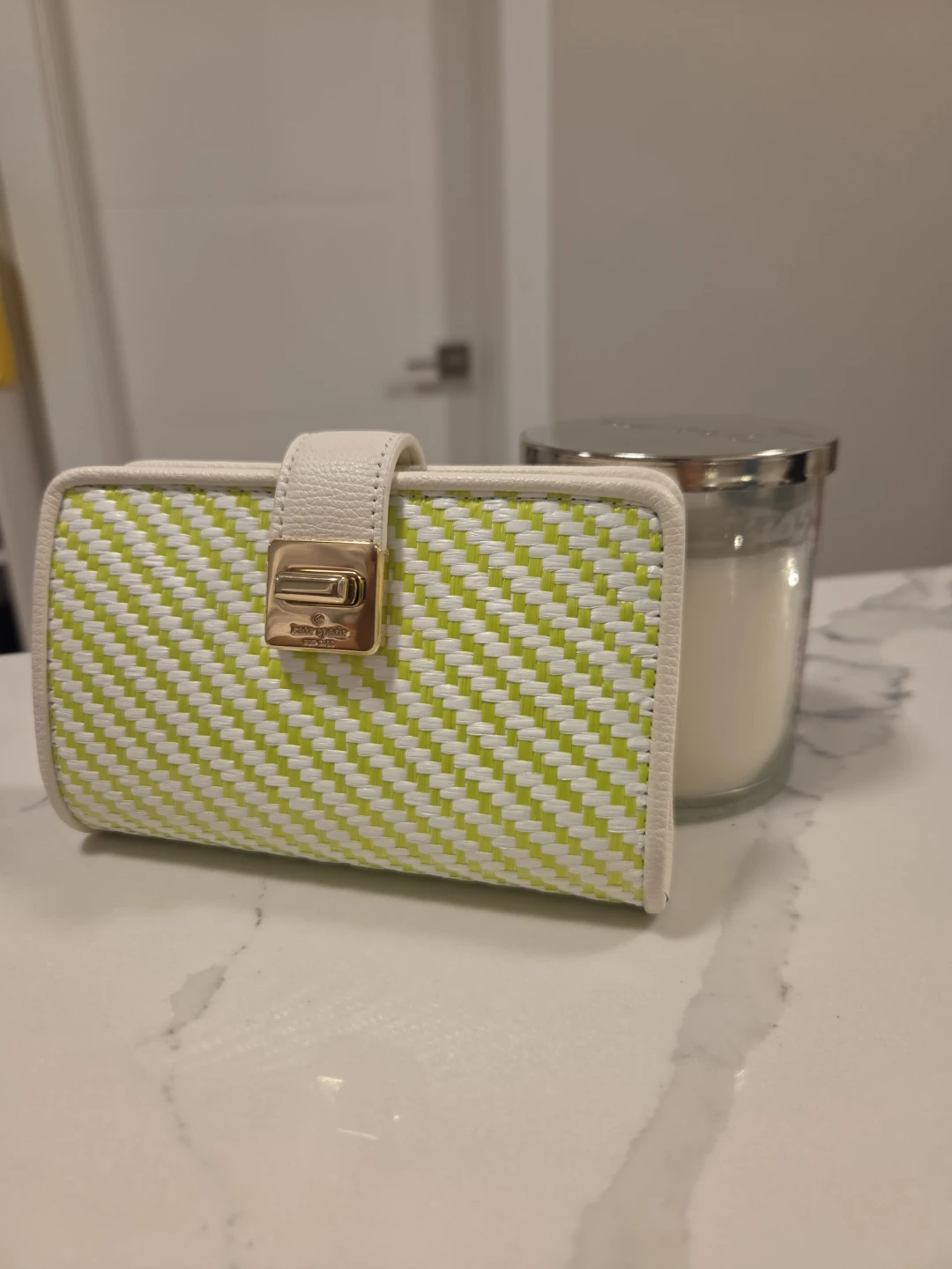 Kate Spade Woven Lime Green and White Wallet - photo 5