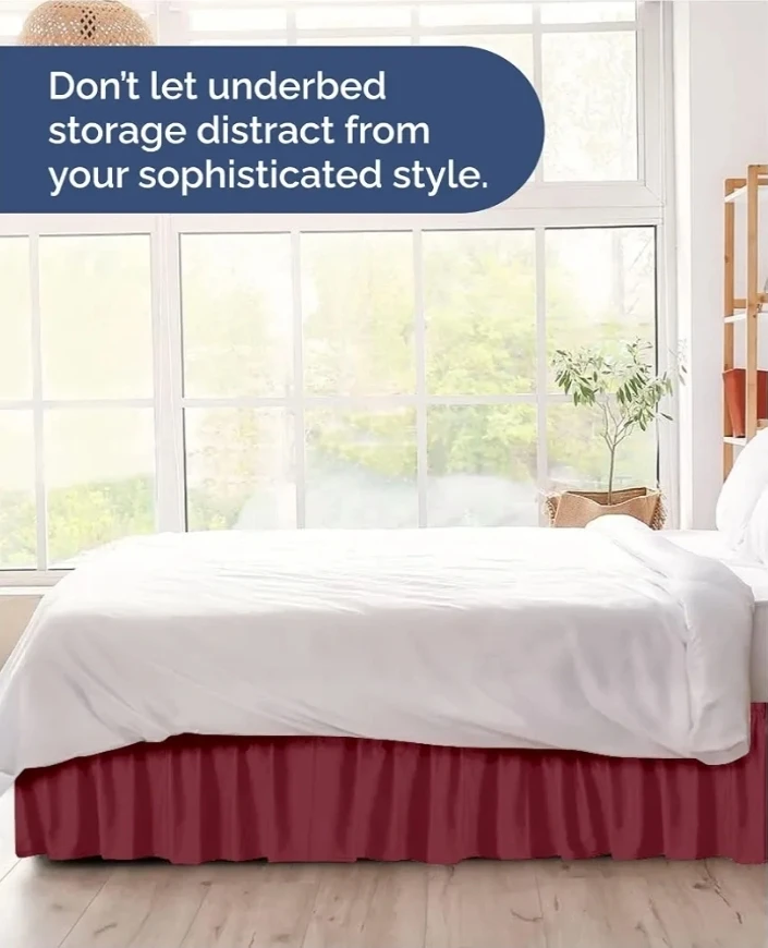 Burgundy Ruffled Bed Skirt - photo 3