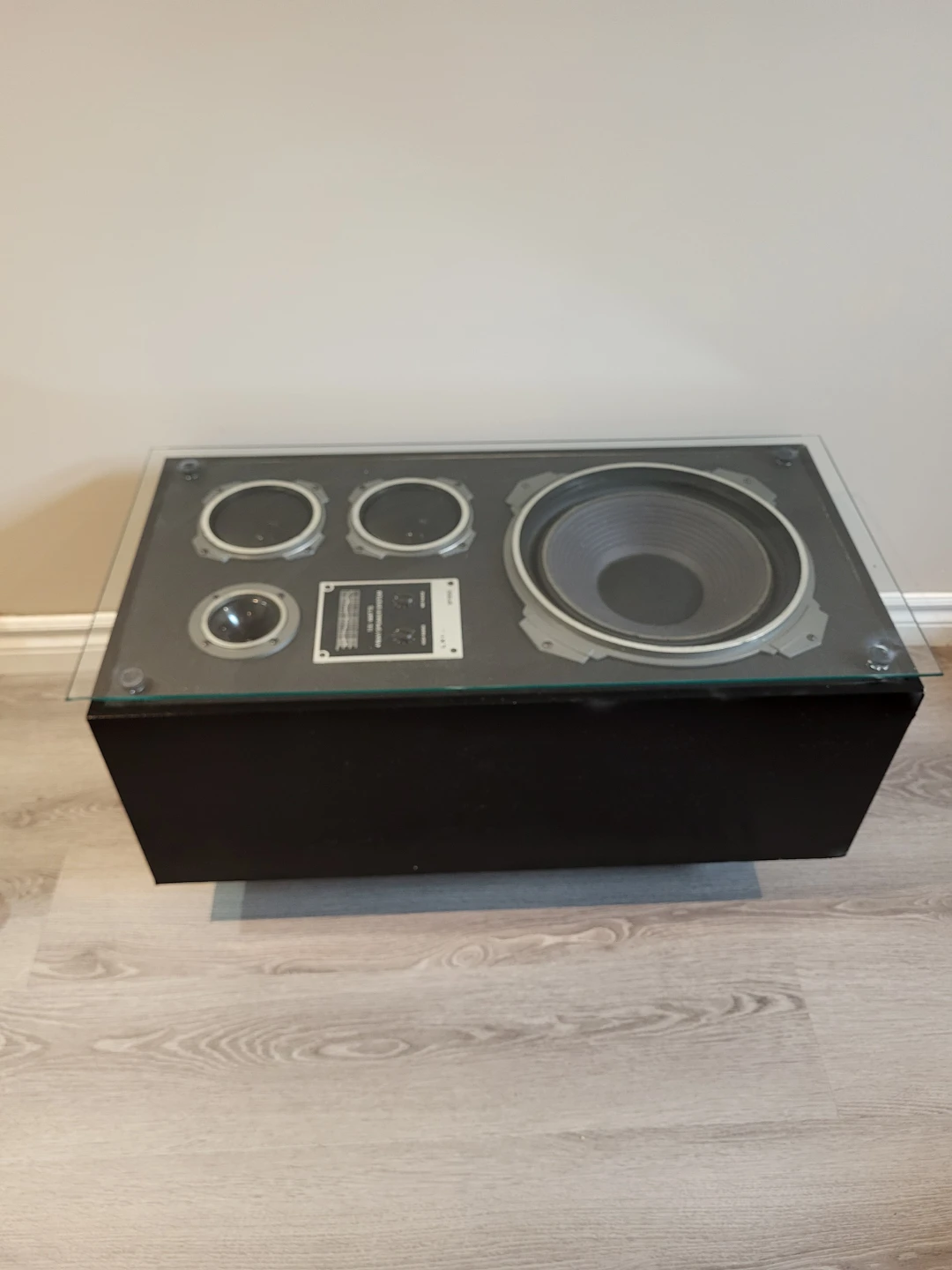 Speaker Stereo System Glass Top Coffee Table