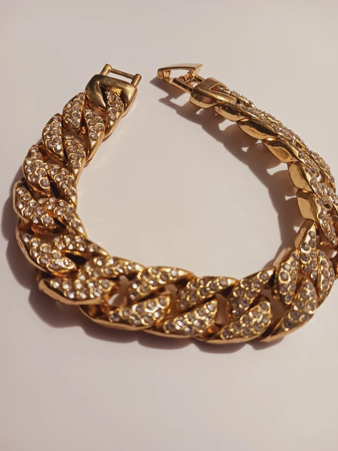 Sparkling Gold-Tone Rhinestone Cuban Link Bracelet - photo 2