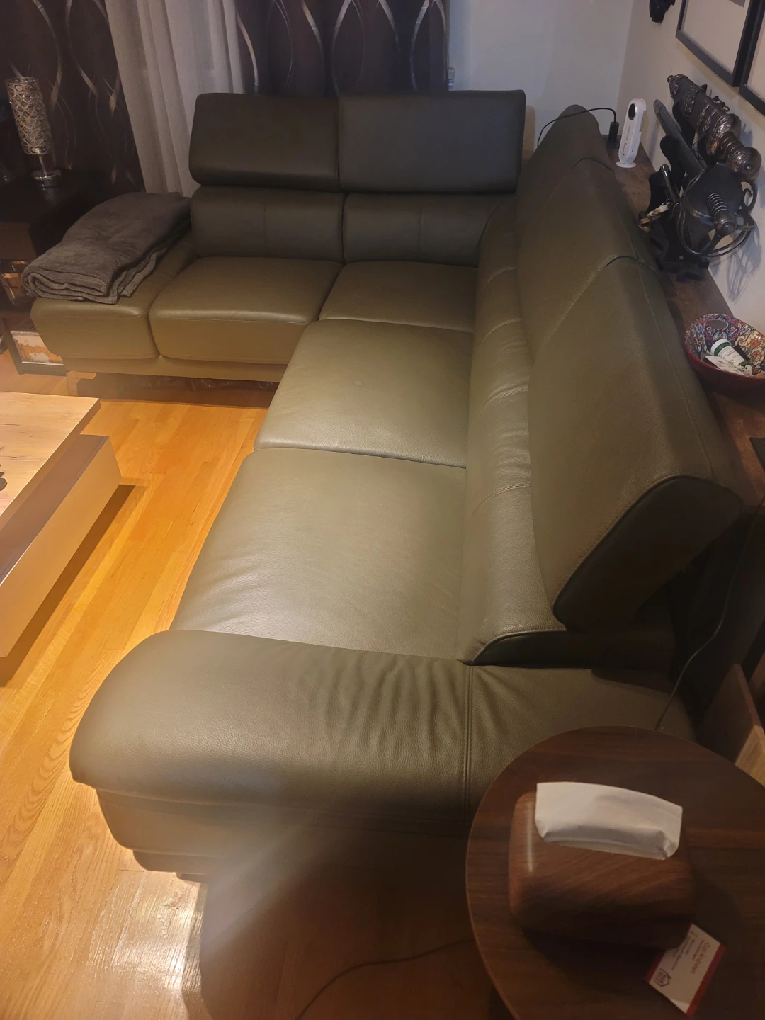 Olive Green Bonded Leather Sectional Sofa - photo 2