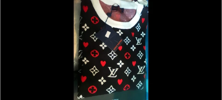 Louis Vuitton Inspired Monogram Heart Knit Sweater