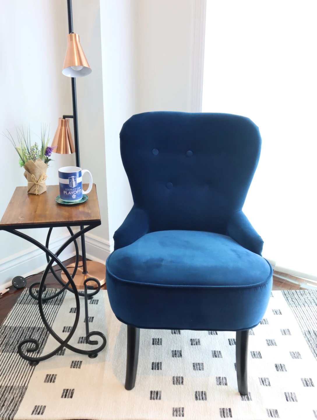 Blue Velvet Accent Chair