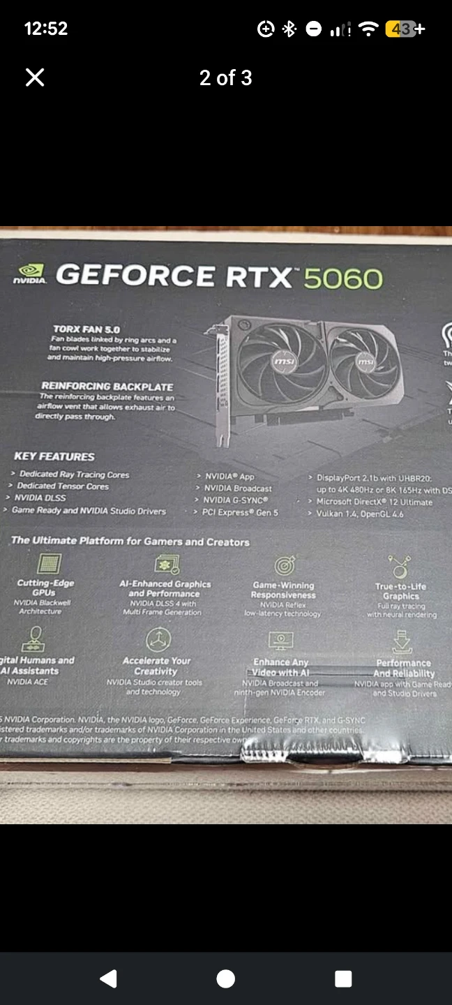 MSI GeForce RTX 5060 8G Shadow 2X OC Graphics Card - photo 5