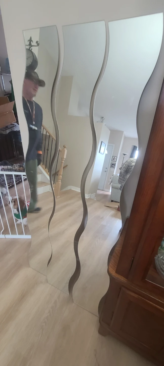 Set of 3 Wavy Wall Mirrors. 5 feet tall x 10 inches.