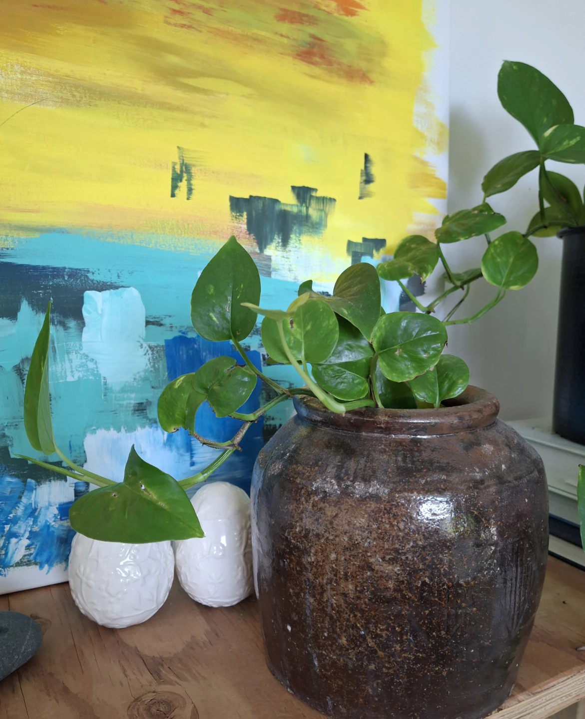 Rustic Ceramic Planter with Pothos Plant - photo 4
