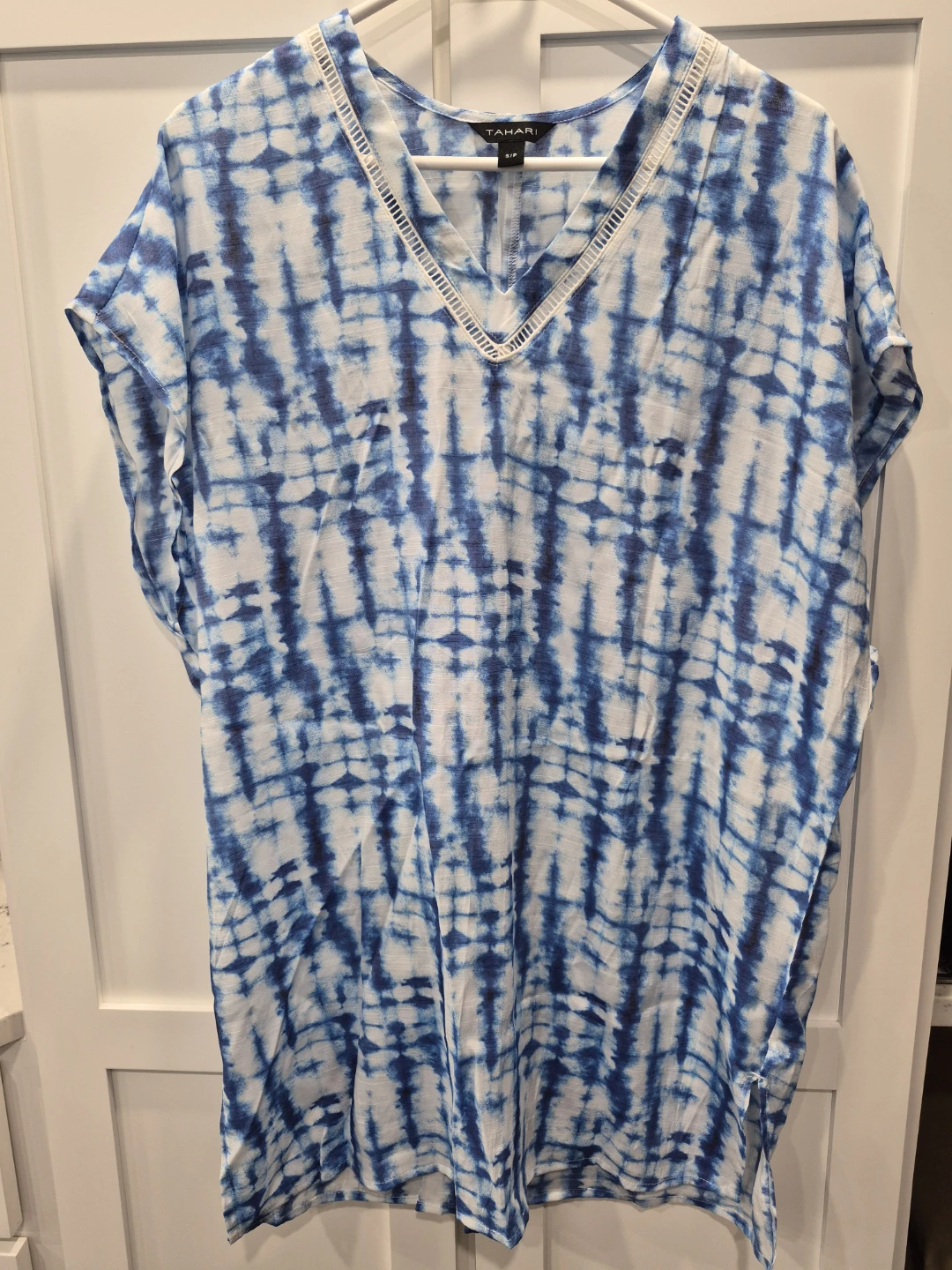 Tahari Blue and White Tie-Dye Cover-Up