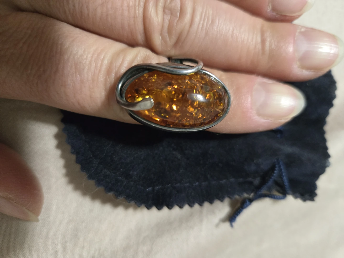Large Amber Statement Ring size 8 - photo 5