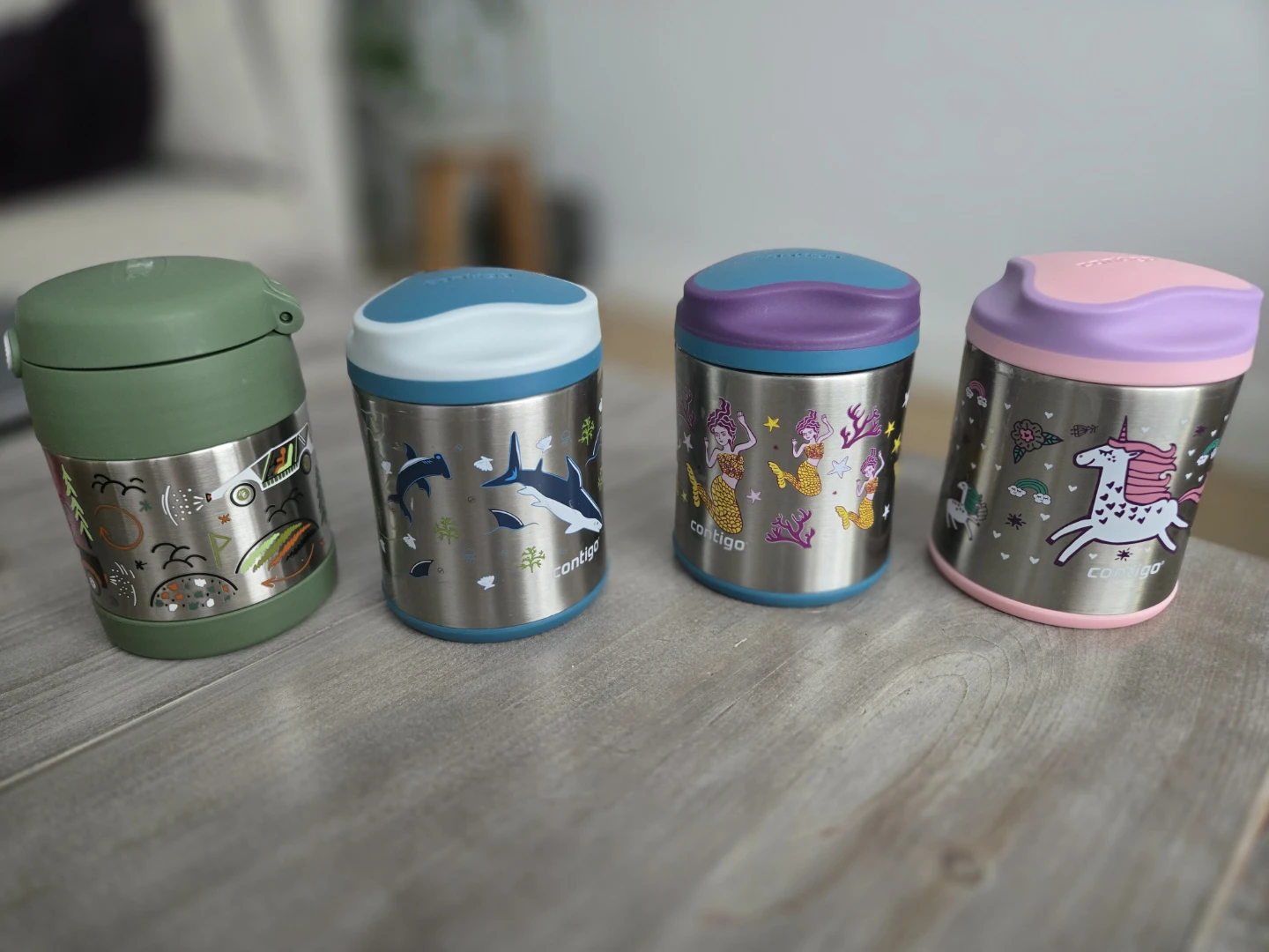 Set of 3 Contigo Kids and 1 Thermos Stainless Steel Food Jars