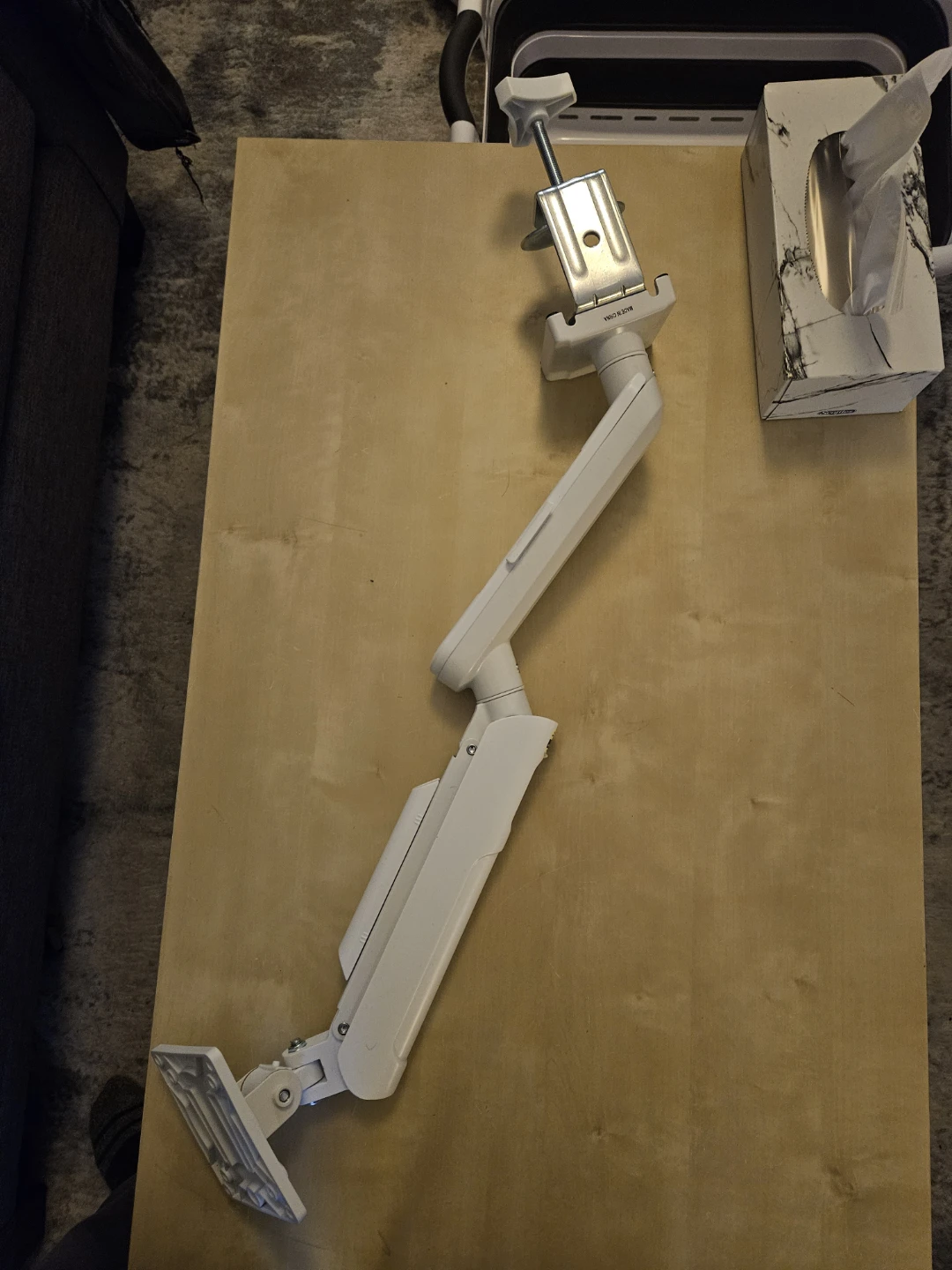 White Adjustable Desk Monitor Mount - photo 2