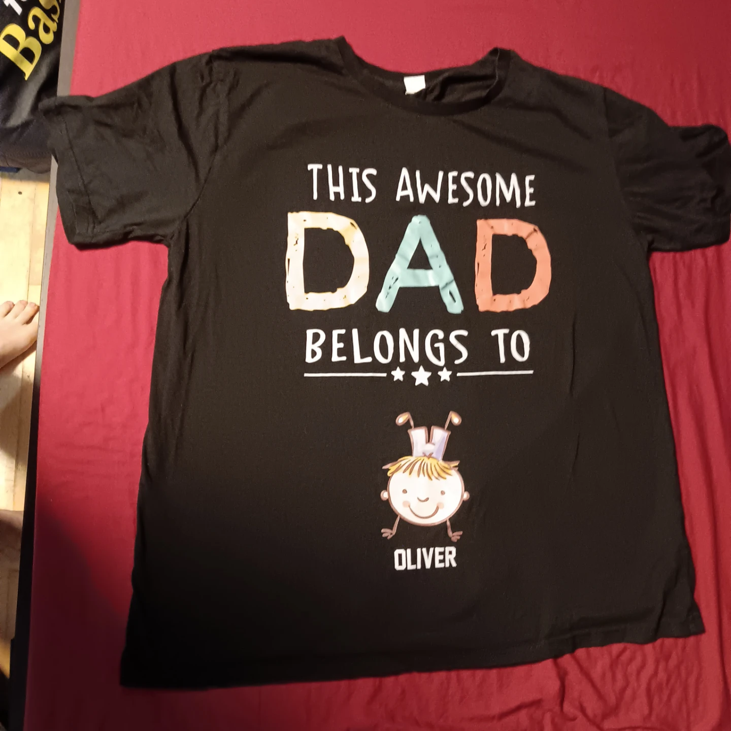 Black Dad T-shirt with Oliver Graphic