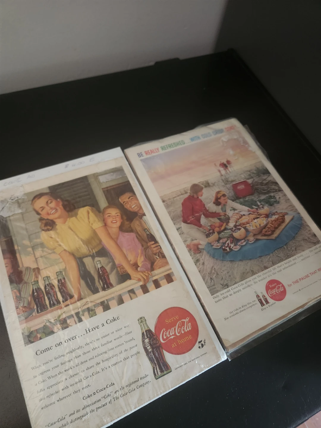Set of 2 Vintage Coca-Cola Advertisements