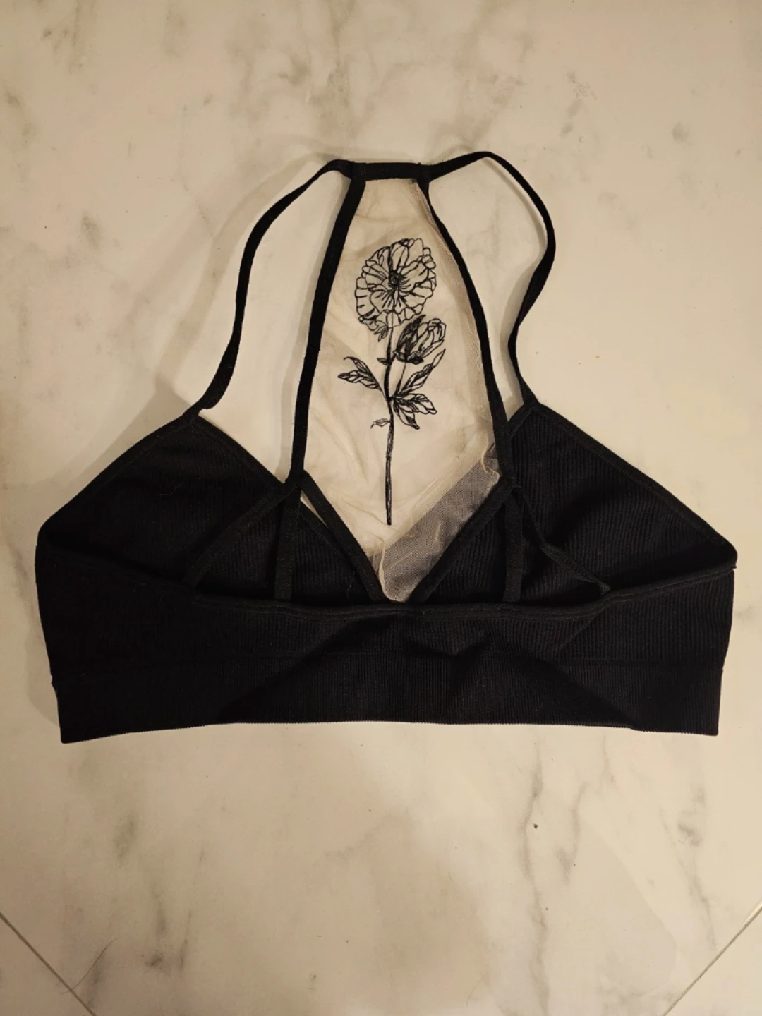 Black Floral Detail Bralette - photo 2