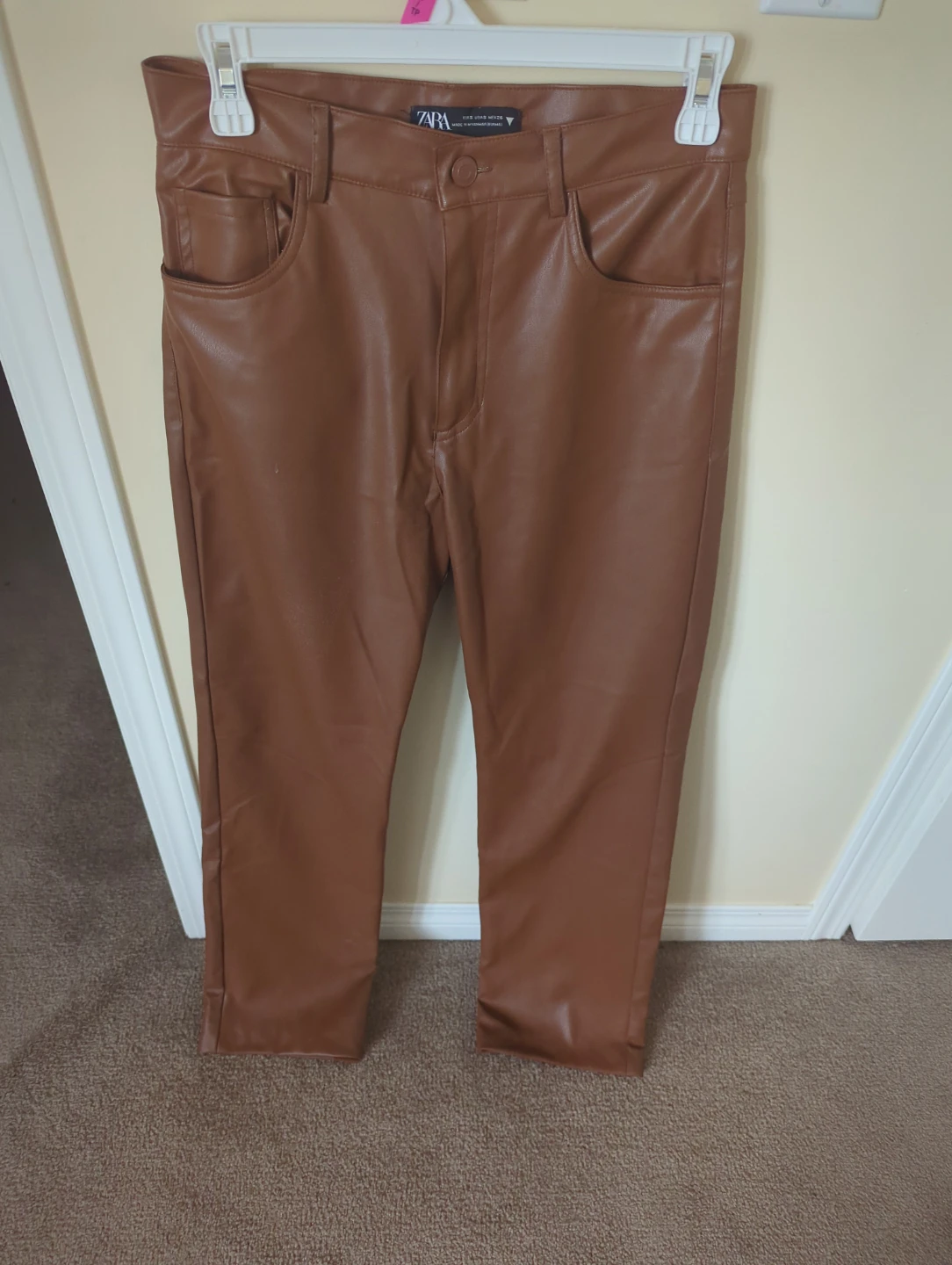 Zara Faux Leather Pants Brown