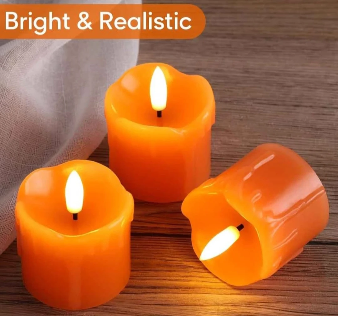 Set of 6 Orange LED Candles