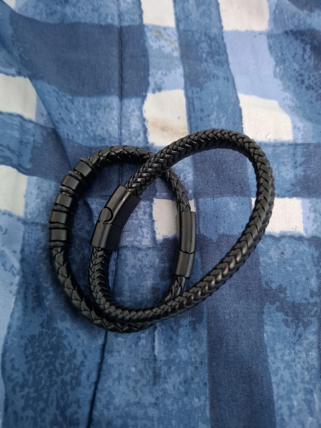 Set of Two Black Braided Magnetic Bracelets