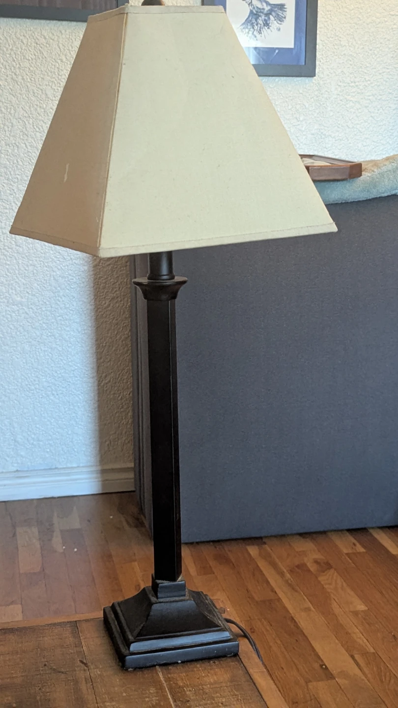 Black Table Lamp with Beige Shade - photo 2