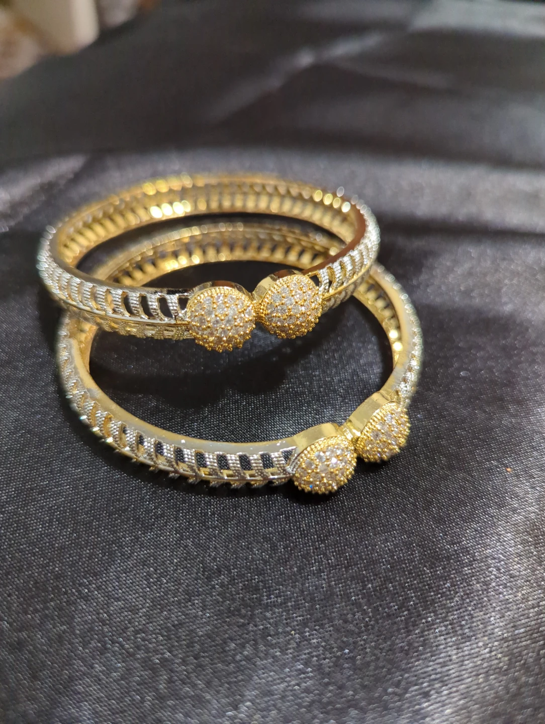 Two-Tone Gold-Plated Decorative Bangles - photo 4