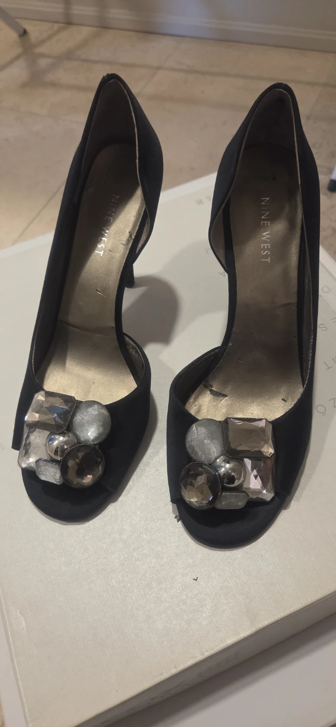 Nine West Black Embellished Heels