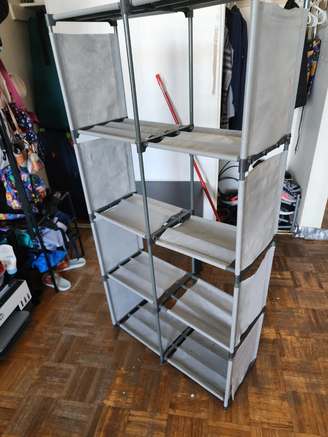 Grey Fabric Shelf Organizer