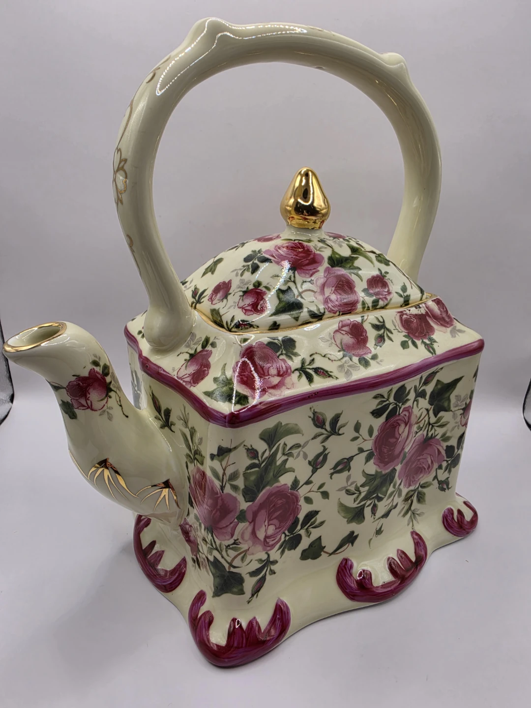 Vintage Crown Dorset Staffordshire Carriage Style Floral Teapot