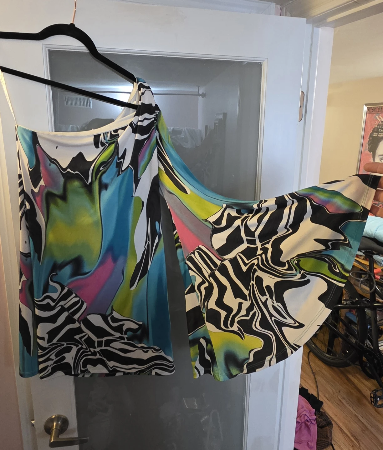 Joseph Ribkoff One-Shoulder Abstract Print Top