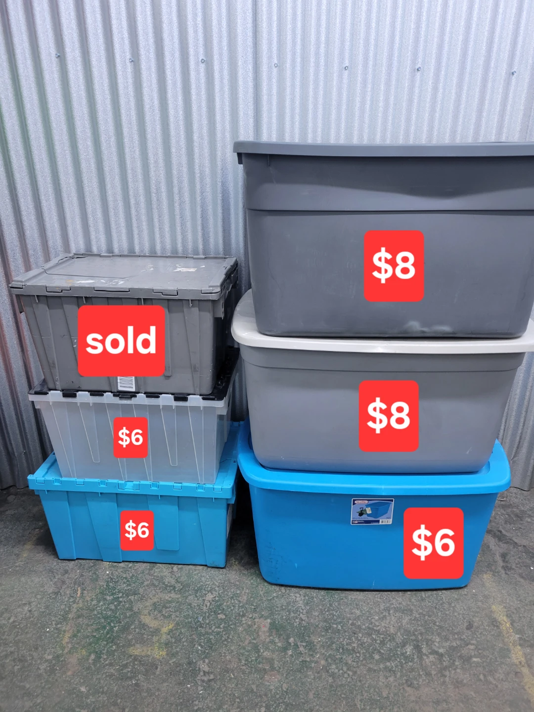Assorted Plastic Storage Bins