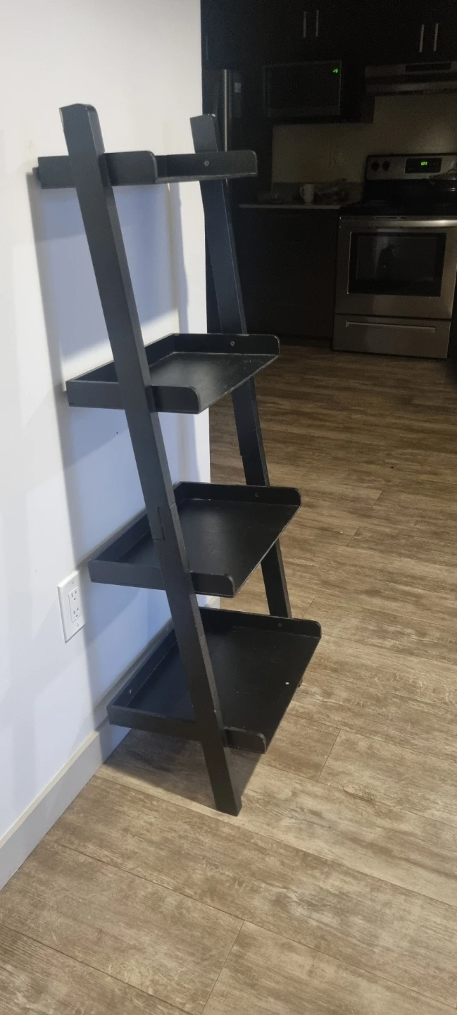 Black Wooden Ladder Shelf