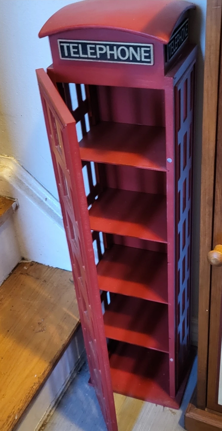 Vntg Red Telephone Booth Cabinet - photo 2