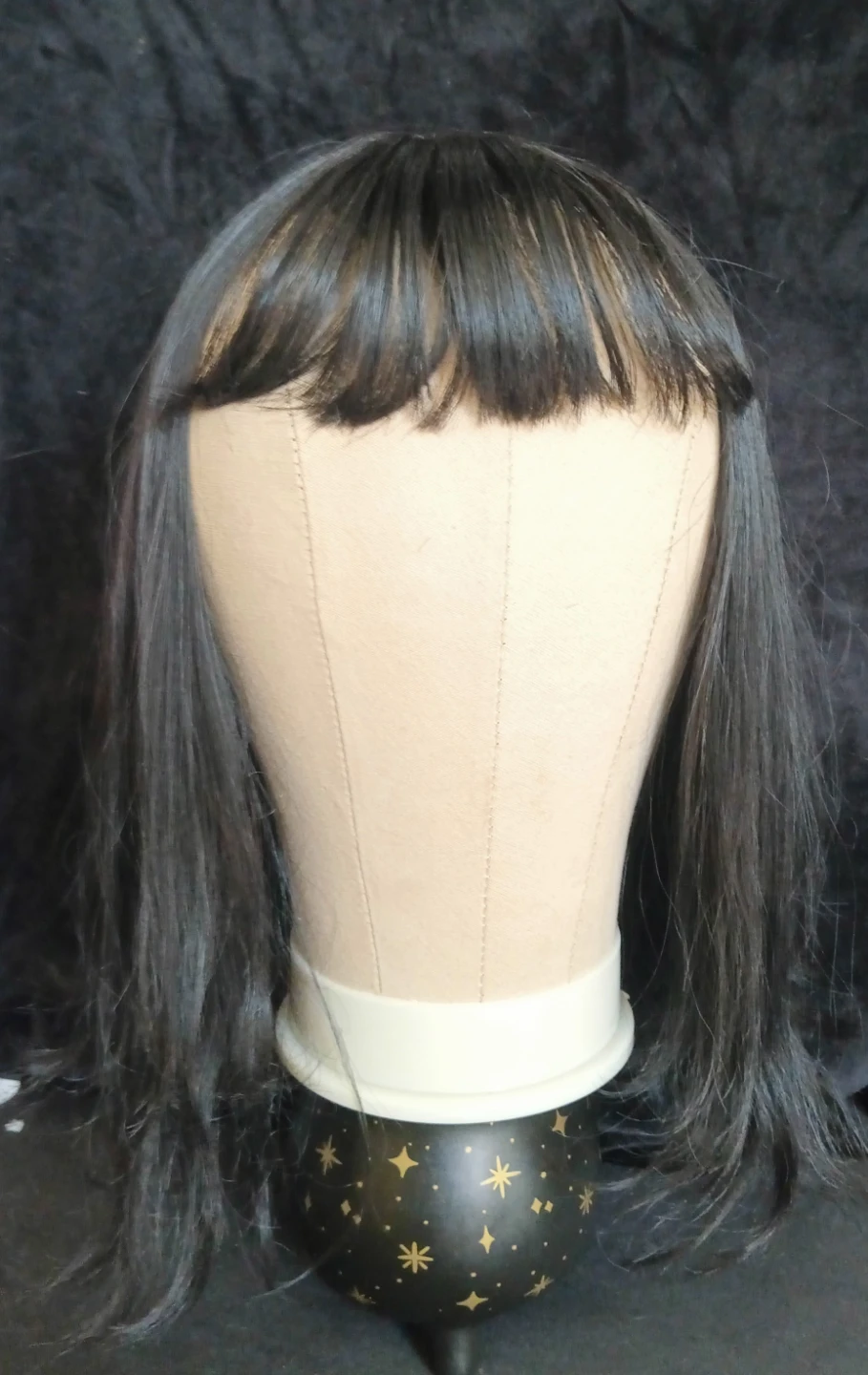 Synthetic hair topper with Bangs Color 1B