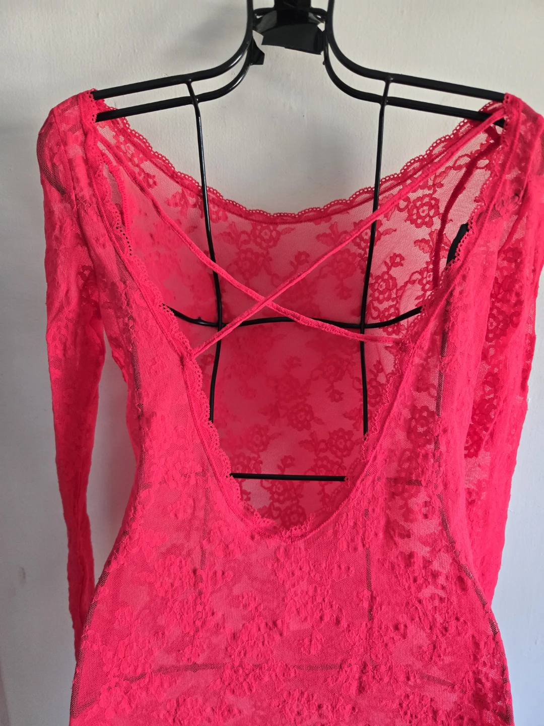 Victoria's Secret Neon Pink Lace Long Sleeve Top - photo 3