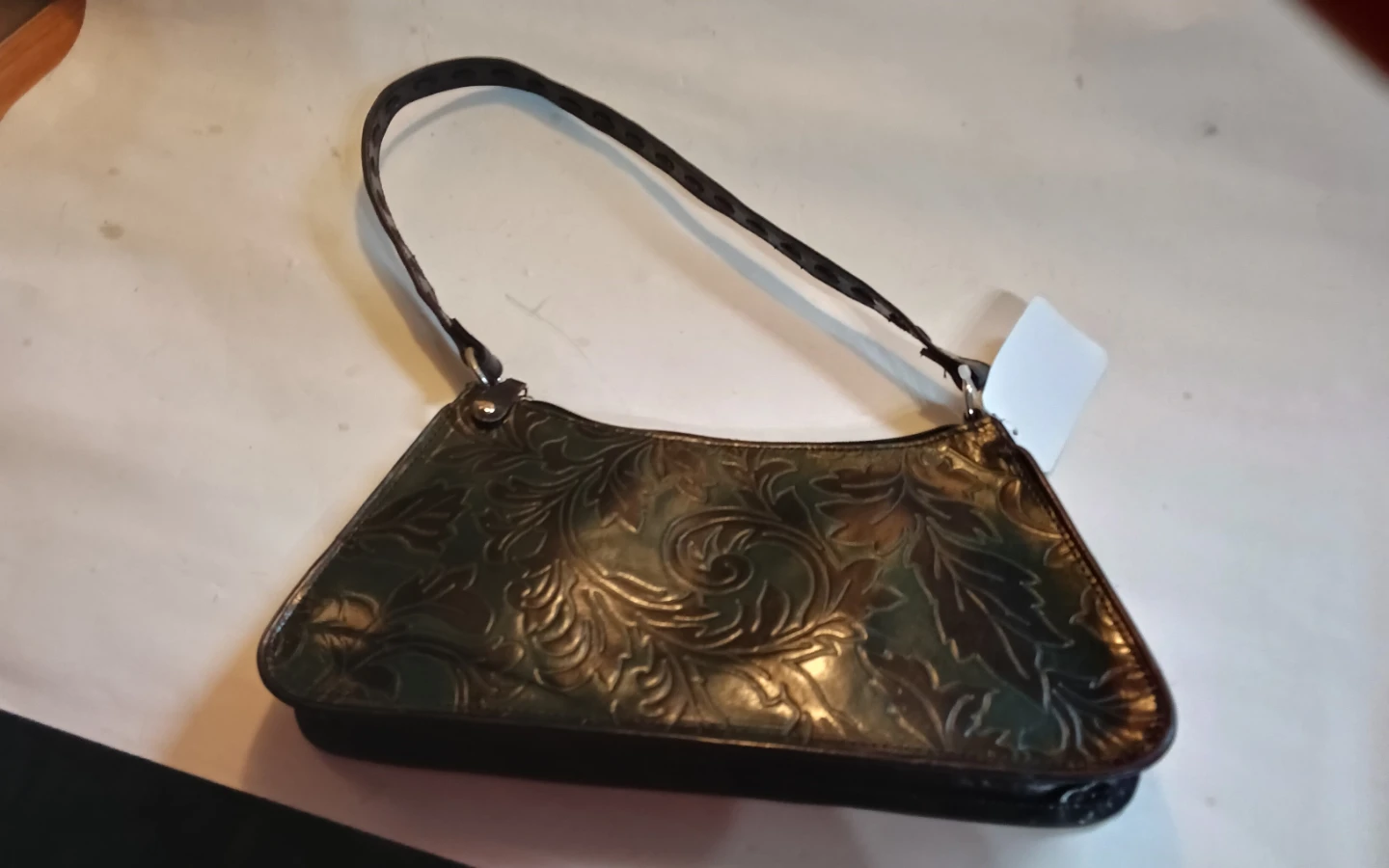 VTG Relic Genuine Tooled Leather Baguette Bag