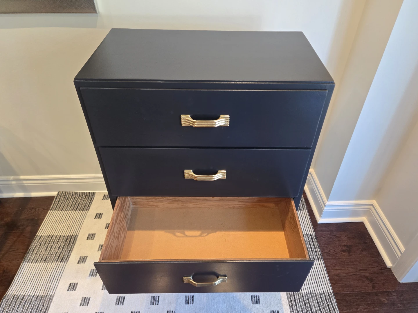 MCM Black Dresser with Brass Handles - photo 5