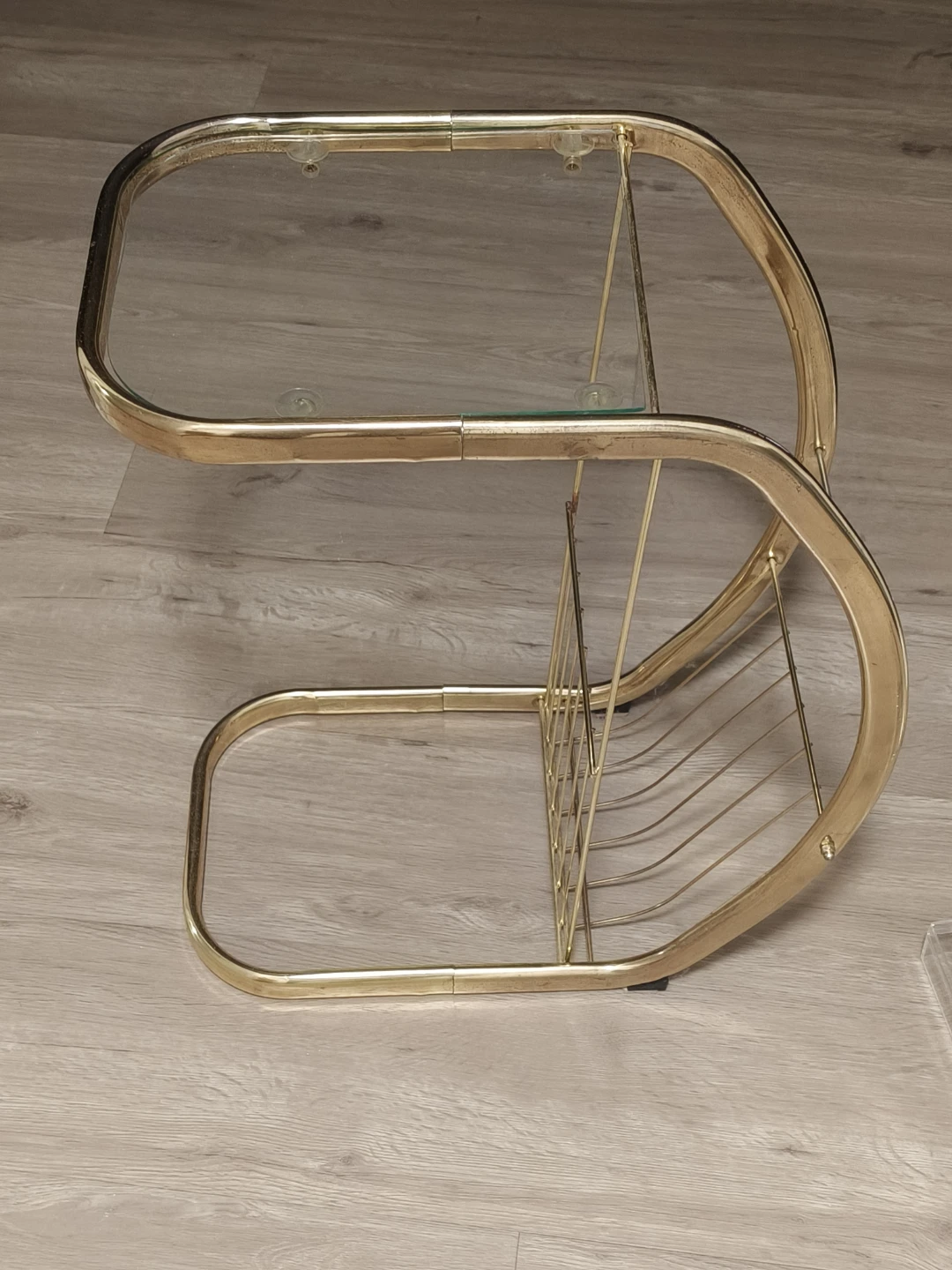 Vintage Brass and Glass Magazine Side Table - photo 2