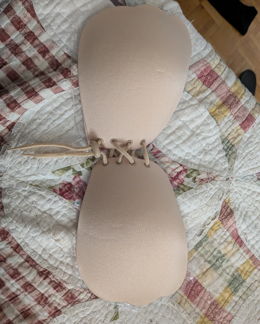 Nude Adhesive Lace-Up Backless Bra