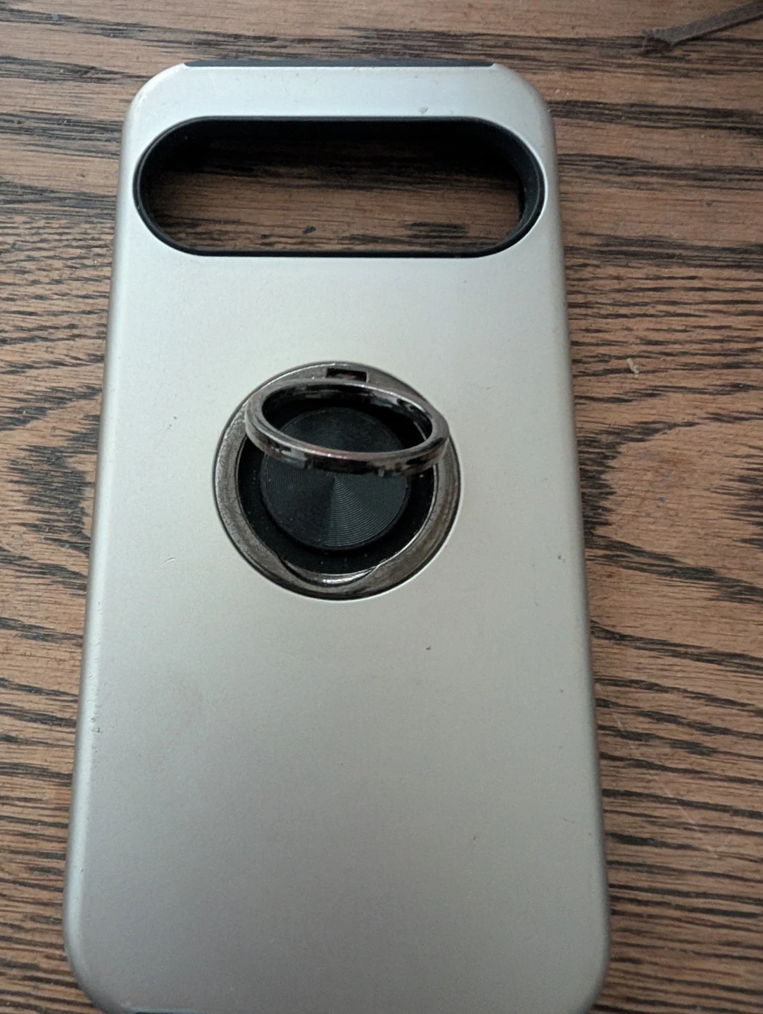 Silver Protective Phone Case with Built-in Ring Stand