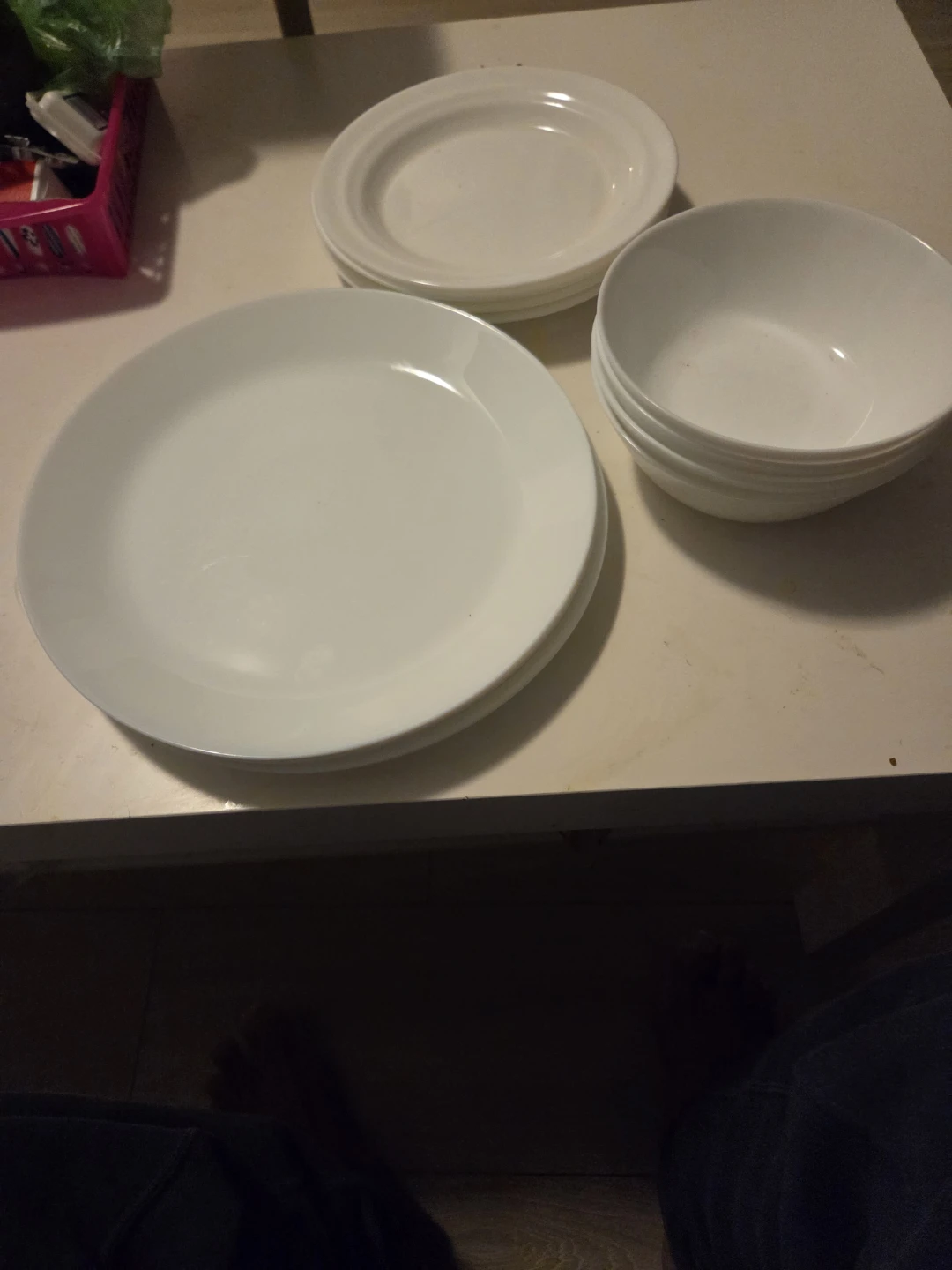 Set of White Plates and Bowls