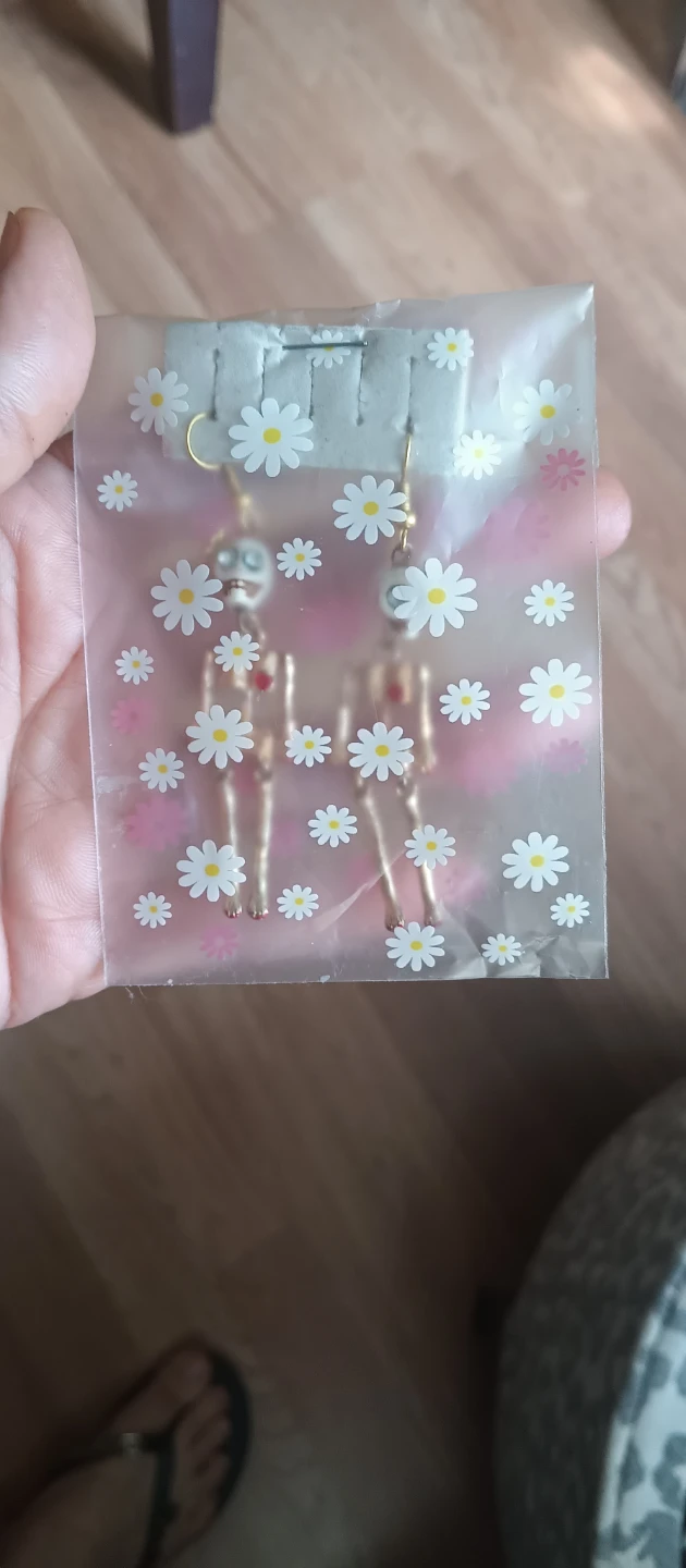 Unique Dias de los Muertos Golden skeleton dangle earrings 💀🎃👻🦇 - photo 5